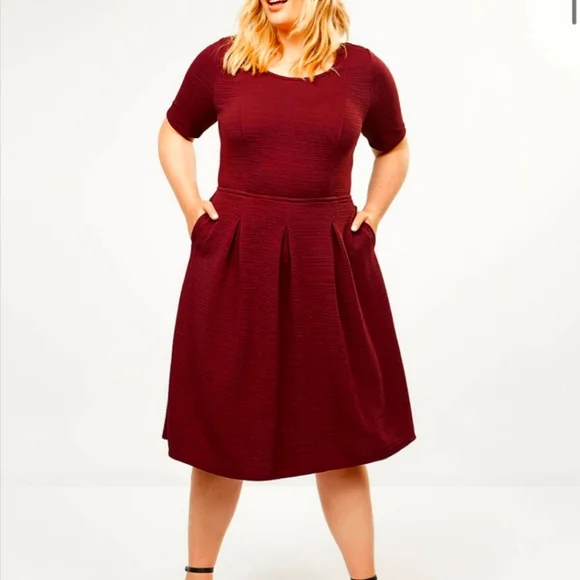 slim fit dress slacks Women's Plus Size Amelie Satin Midi Dress - Red main image 1